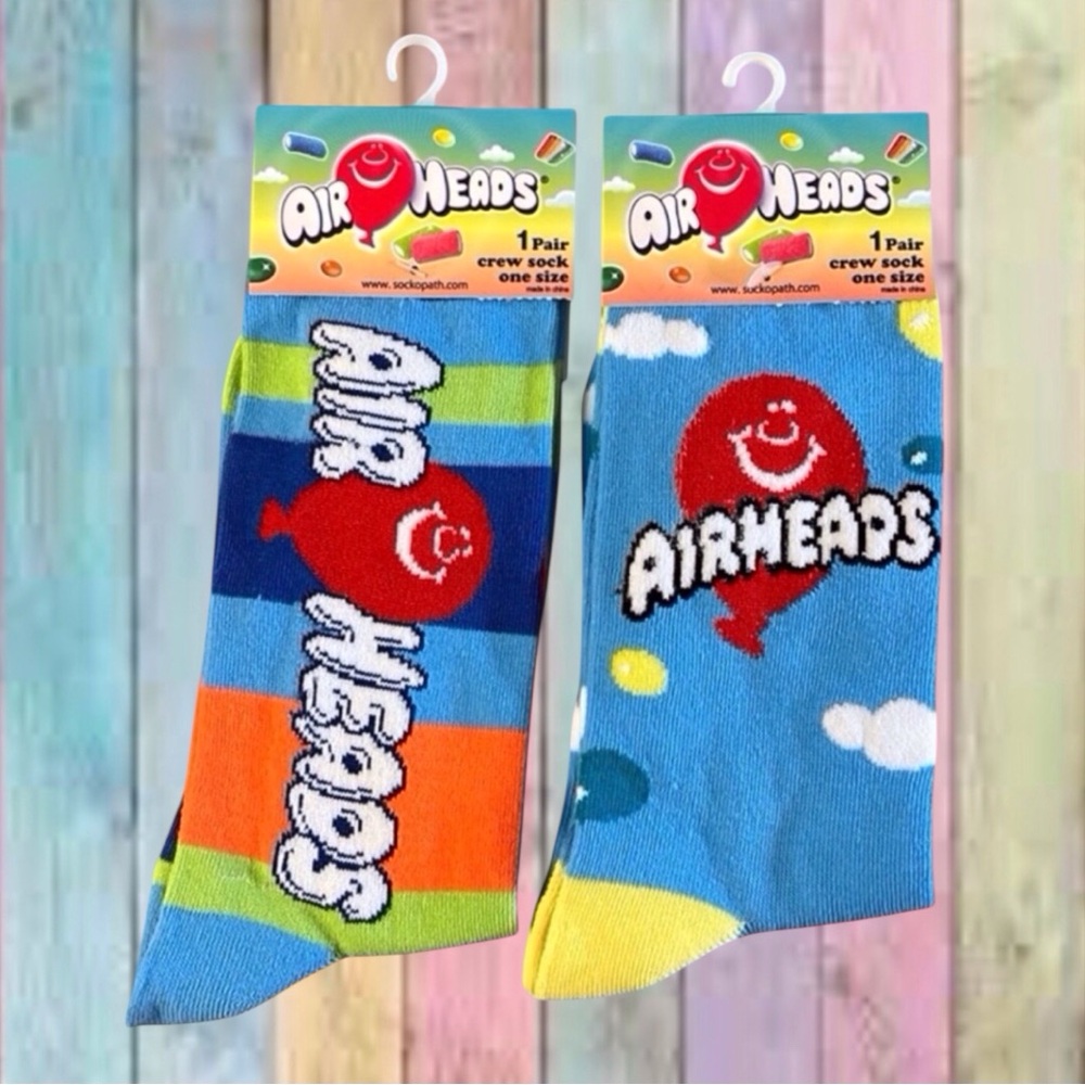 Airheads Logo Graphic Unisex 2 Pair Crew Socks NWT